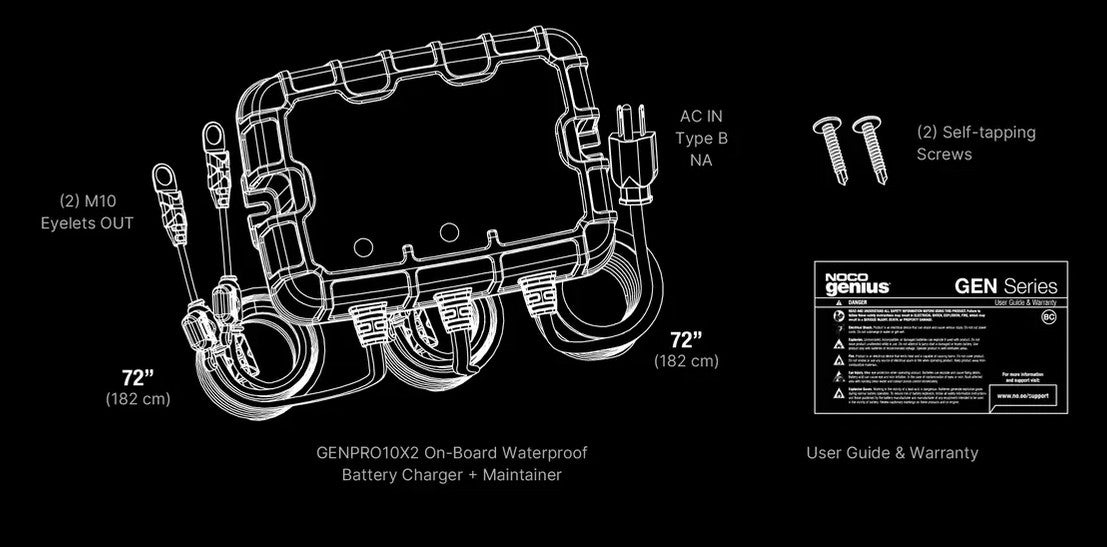 Noco Genius 12V 2-Bank 10A On-Board Battery Charger